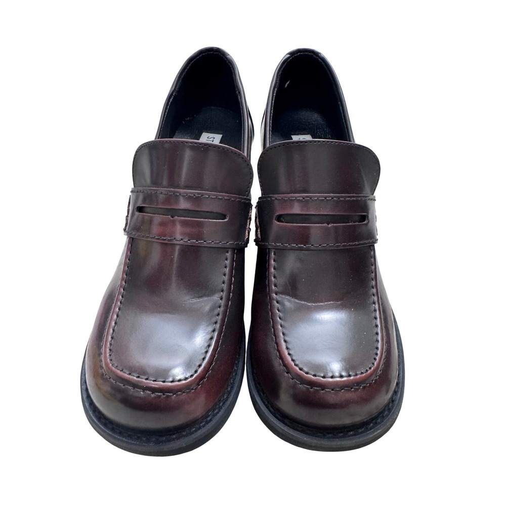 Steve Madden‎ Burgundy Chunky Heel Penny Loafers Y2K 90s sz 8.5